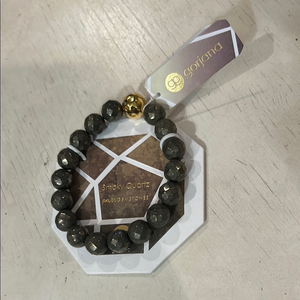 NWT Gorjana Smoky Quartz Bracelet with Gold Accent